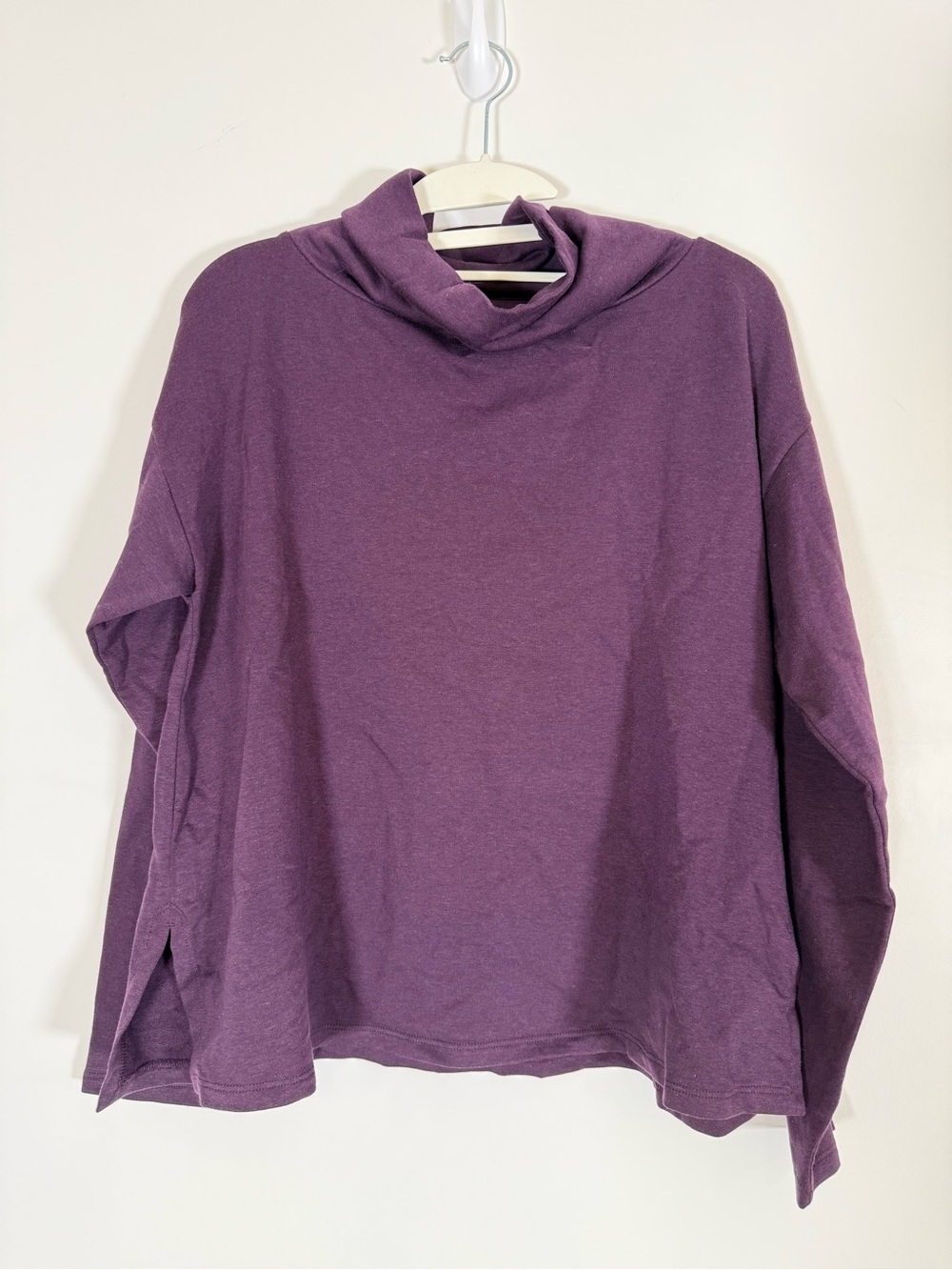 Eileen Fisher Plum Funnel Neck Long Sleeve Sweatshirt